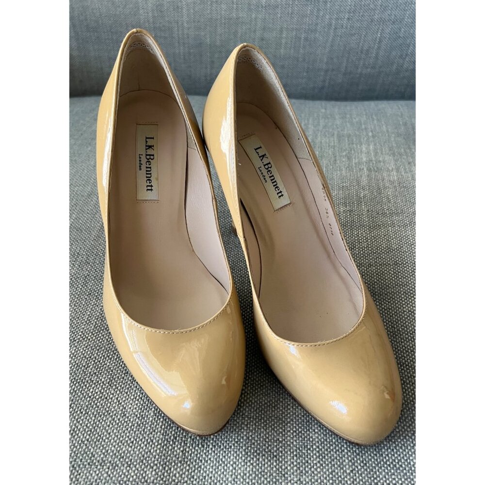 LK Bennett Sledge Platform Pump in Beige Patent Leather, Size 6.5 EU 36.5 - Picture 4 of 15